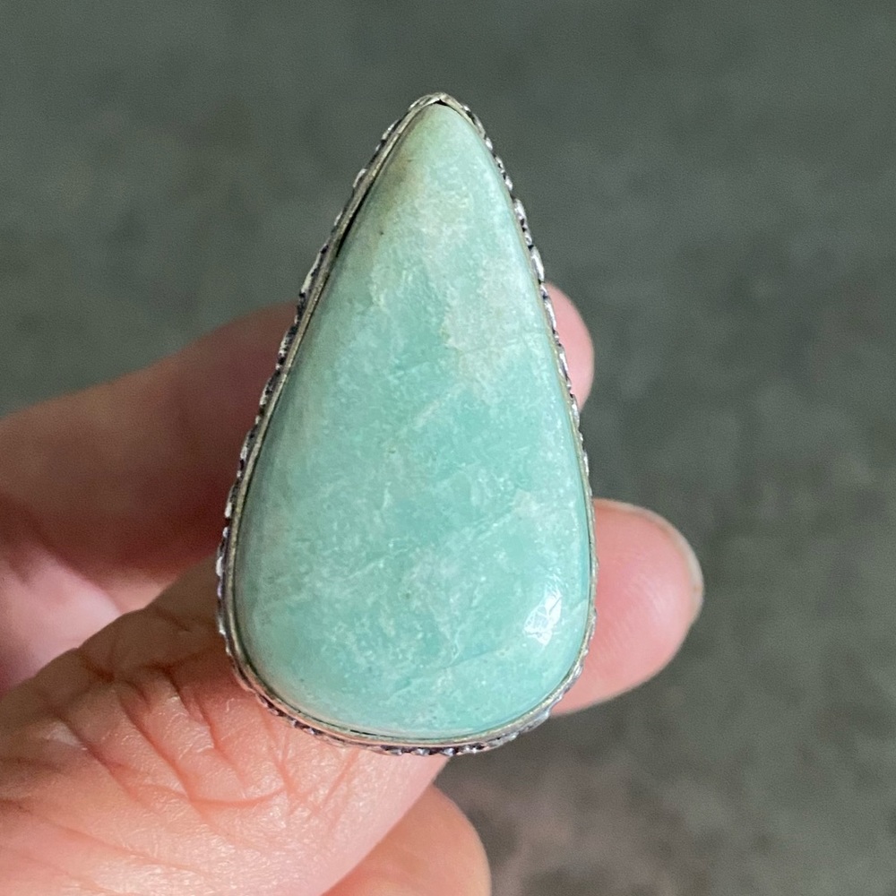 Amazonite Teardrop Silver Ring Nwot - image 2